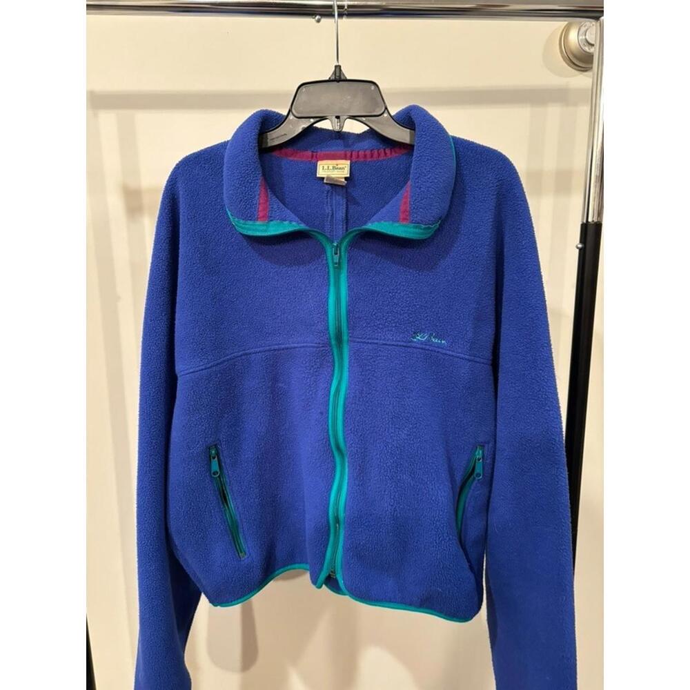 L.L. Bean Blue Performance Jacket with Green Accents